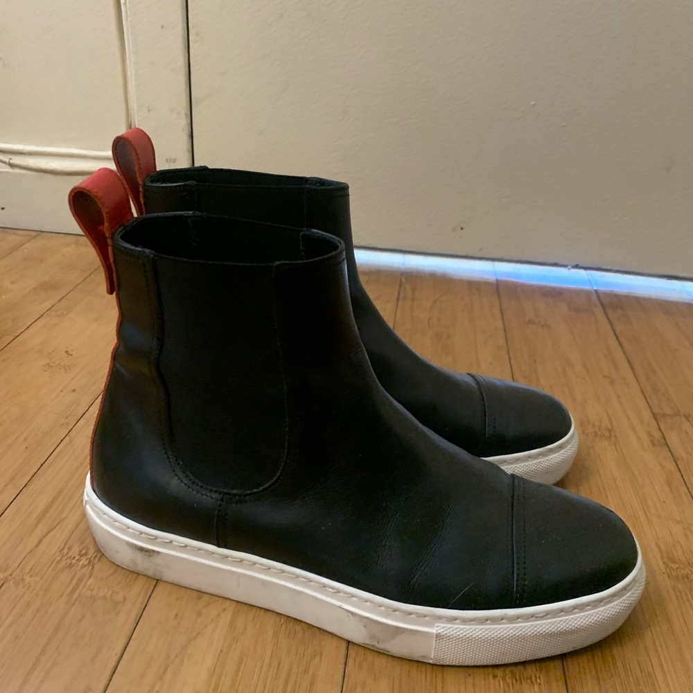 M. Gemi black & red leather high-top sneaker boots
